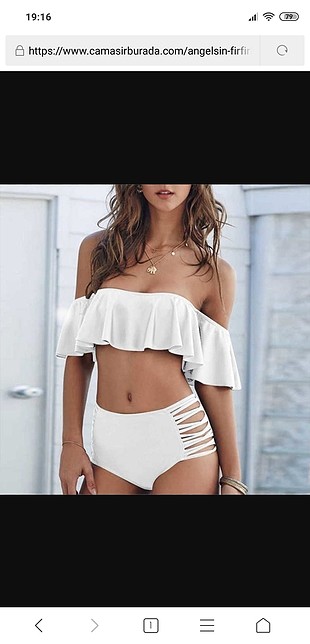 angelsin beyaz fırfırlı bikini takimi