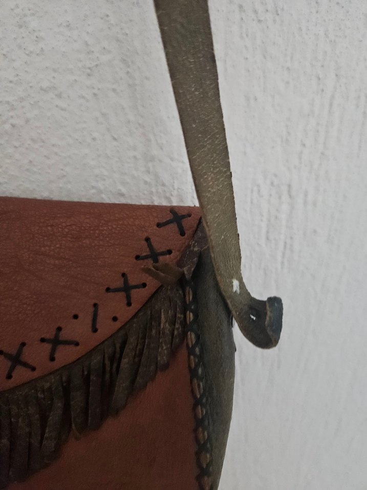 Kahverengi Püsküllü Deri Bohem Çanta - Görsel 3