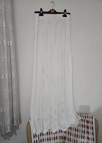 Beyaz Örgü Detaylı Elbise Üstü Set - Görsel 4