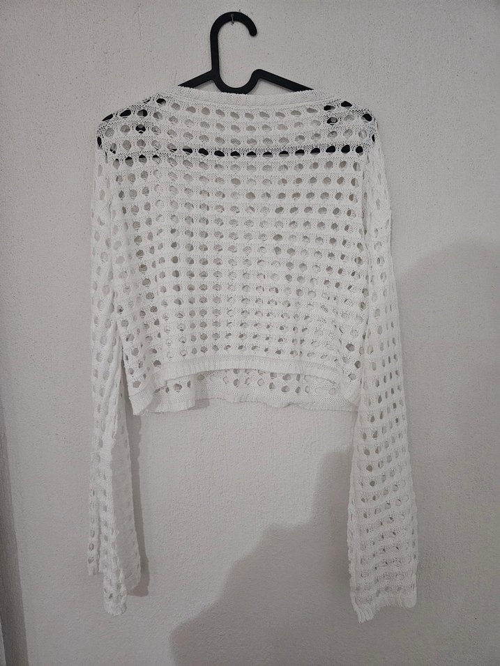 Beyaz Örgü Detaylı Elbise Üstü Set - Görsel 3