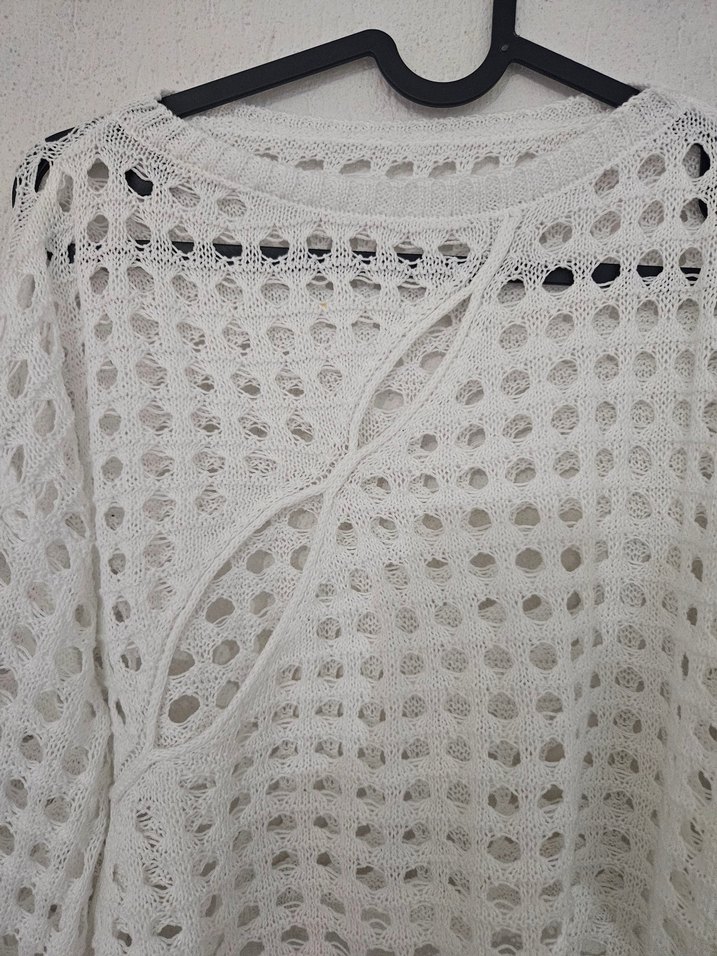 Beyaz Örgü Detaylı Elbise Üstü Set - Görsel 2