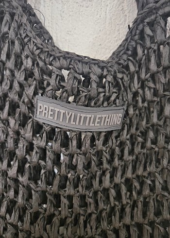 Siyah Örgü Hasır Torba Çanta - Görsel 3