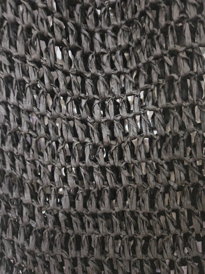 Siyah Örgü Hasır Torba Çanta - Görsel 4