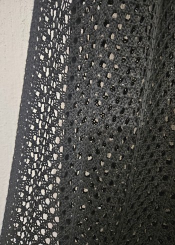 Siyah Örgü Delikli İspanyol Kol Crop Kazak Bluz Set - Görsel 6