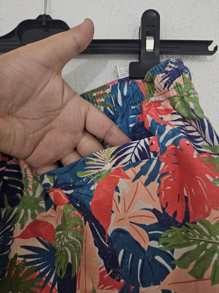 Yaprak Desenli Mavi Unisex Deniz Şort - Görsel 3