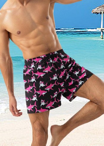 Pembe Baskılı Deniz Şort - Görsel 8