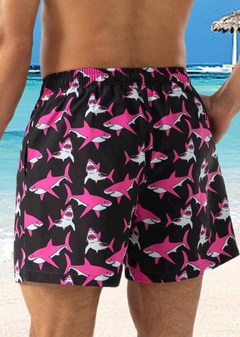 Pembe Baskılı Deniz Şort - Görsel 9