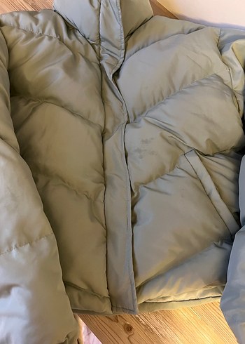 l Beden Düğmeli, Yüksek Yakalı, su yeşili Kadın Mont