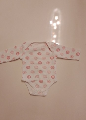 Pembe Baskılı Uzun Kollu Bebek Body