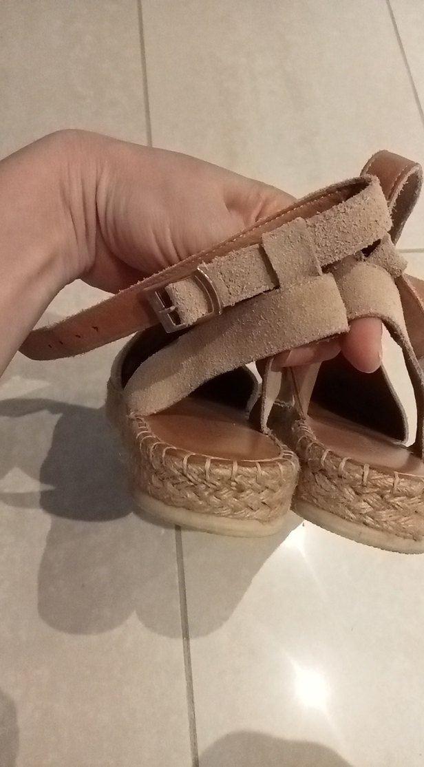 Bej Süet Dolgu Topuklu Kadın Espadril - Görsel 4