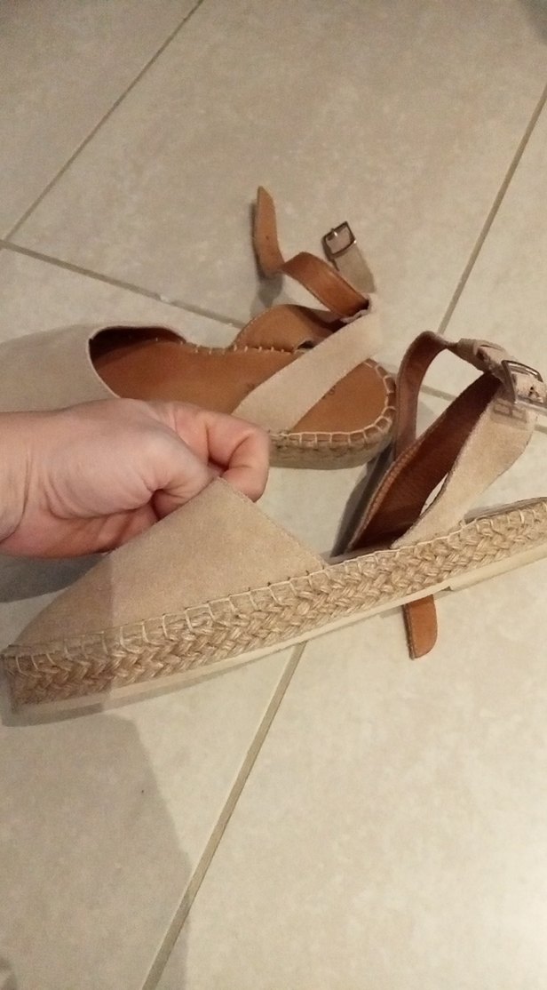 Bej Süet Dolgu Topuklu Kadın Espadril - Görsel 2