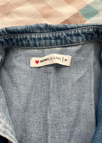 Düğmeli Rahat Kesim Kadın Kot gömlek - Görsel 2