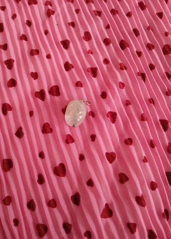 Pembe kuvars doğal tas kolye ucu - Görsel 2