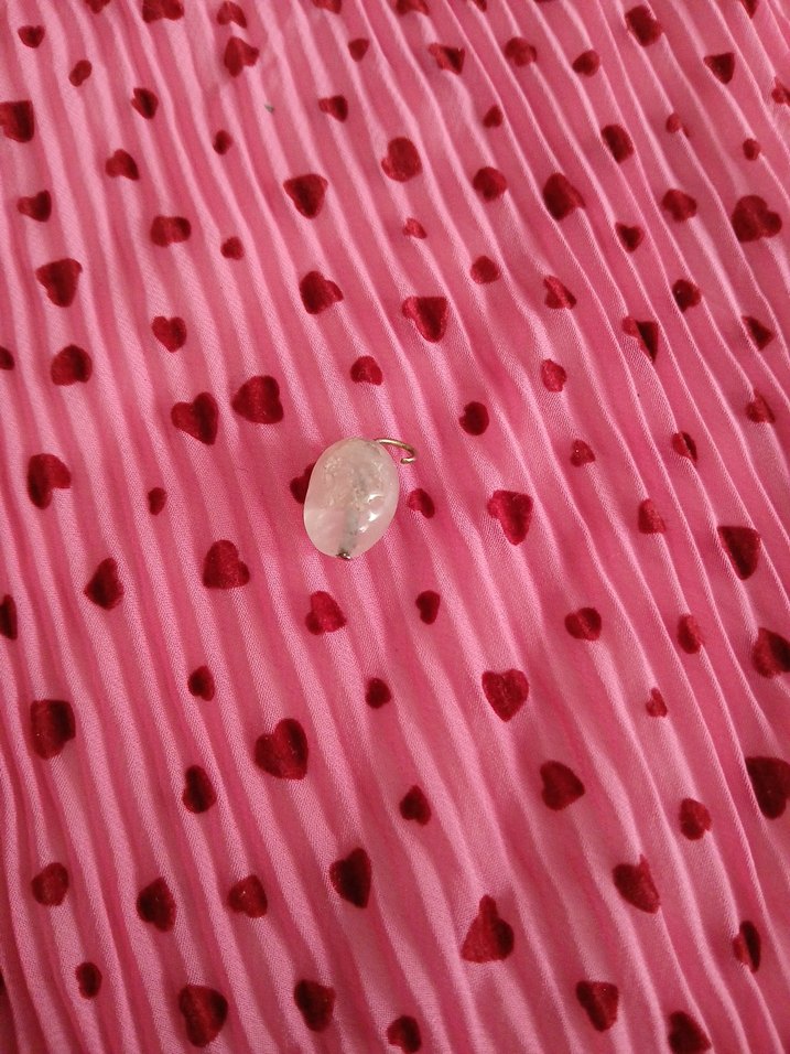 Pembe kuvars doğal tas kolye ucu - Görsel 2