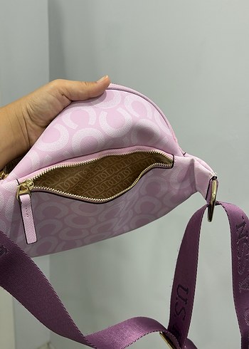 U.S Polo Assn. Pembe Baskılı Fermuarlı Kadın Çanta