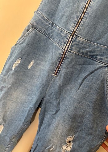 m Beden mavi Renk Kızlar İçin Mavi Denim Askılı Tulum