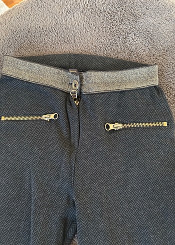 Gri Kız çocuk  Fermuarlı Normal Kesim Pantolon - Görsel 2