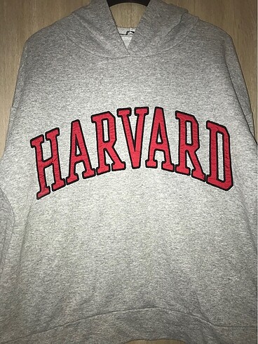 Harvard yazili gri kapüşonlu sweatshirt