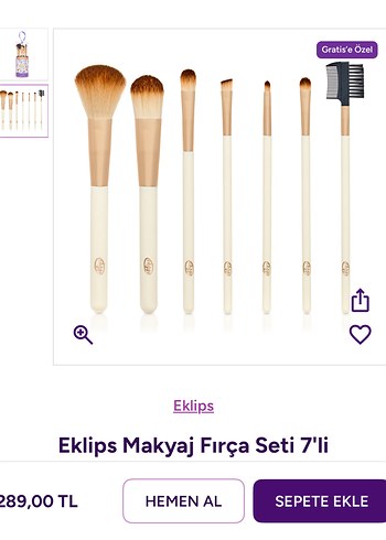 Eklips 7 Parça Pembe Makyaj Fırça Seti - Görsel 3