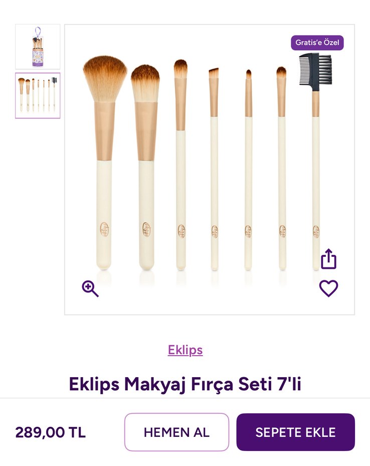 Eklips 7 Parça Pembe Makyaj Fırça Seti - Görsel 3