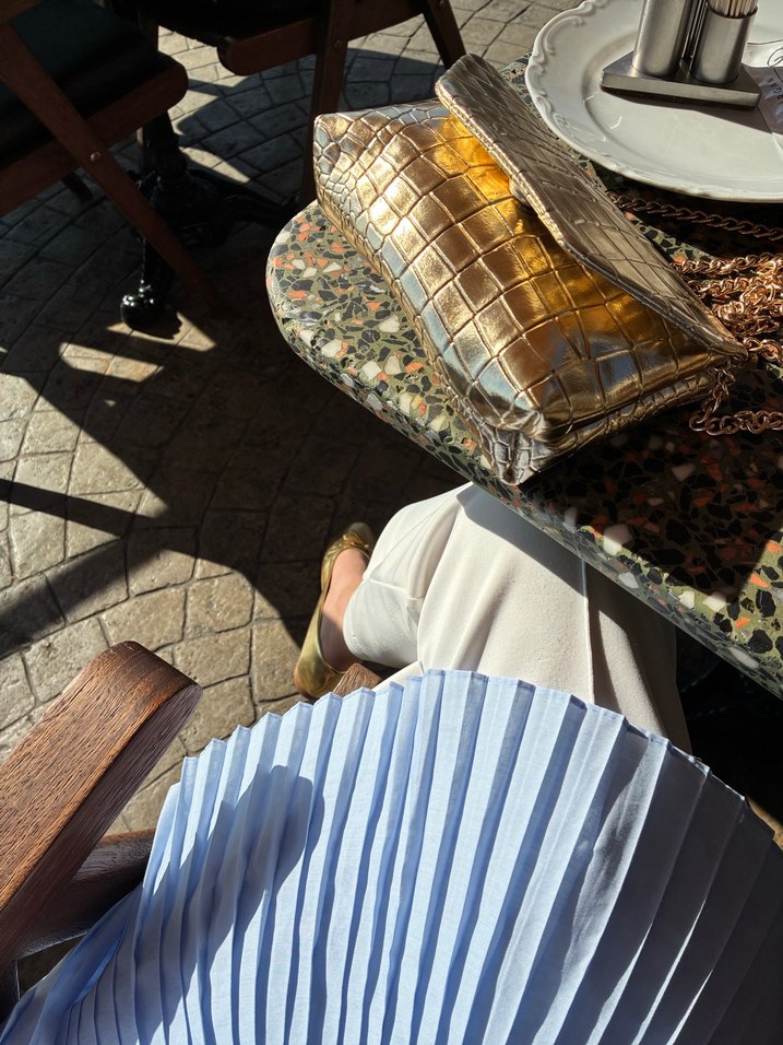 Mavi Piliseli Kadın Gömlek - Görsel 2