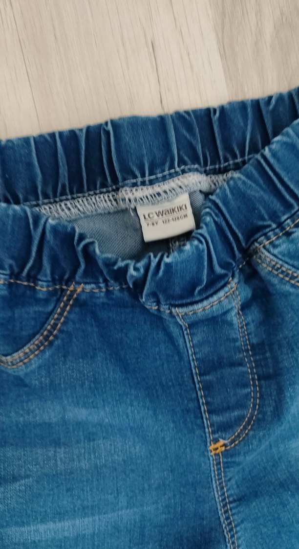 Kız Çocuk Elastik Bel Mavi Denim Pantolon - Görsel 2