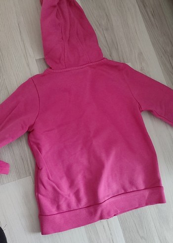 Kız Çocuk Kapüşonlu Fermuarlı Pembe Sweatshirt - Görsel 5
