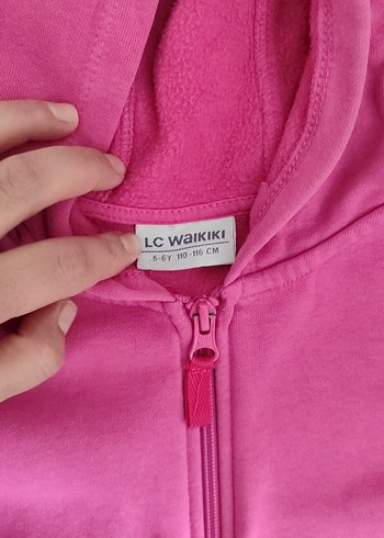 Kız Çocuk Kapüşonlu Fermuarlı Pembe Sweatshirt - Görsel 4