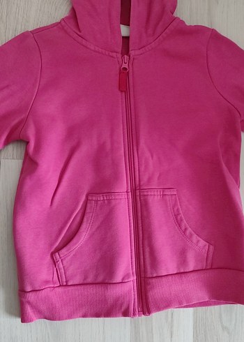 Kız Çocuk Kapüşonlu Fermuarlı Pembe Sweatshirt - Görsel 3