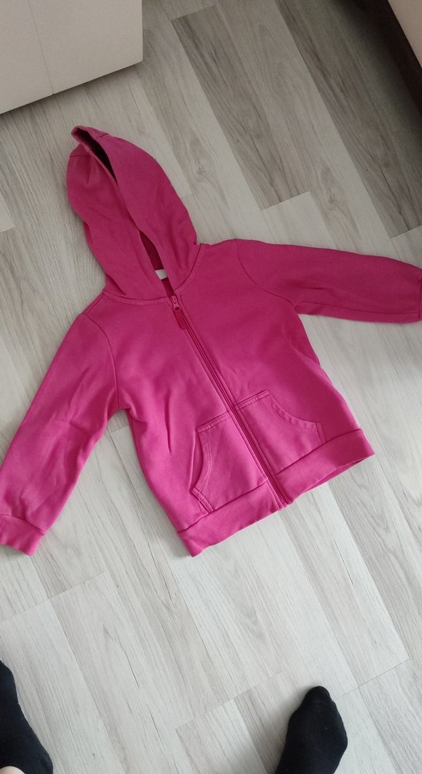 Kız Çocuk Kapüşonlu Fermuarlı Pembe Sweatshirt - Görsel 2