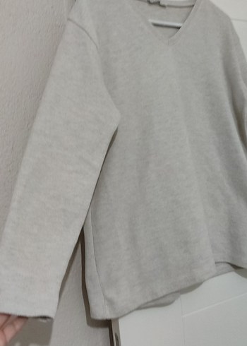 V Yaka Kadın Sweatshirt - Görsel 3