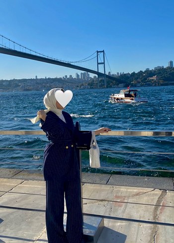 Kadın Lacivert cizgili takım