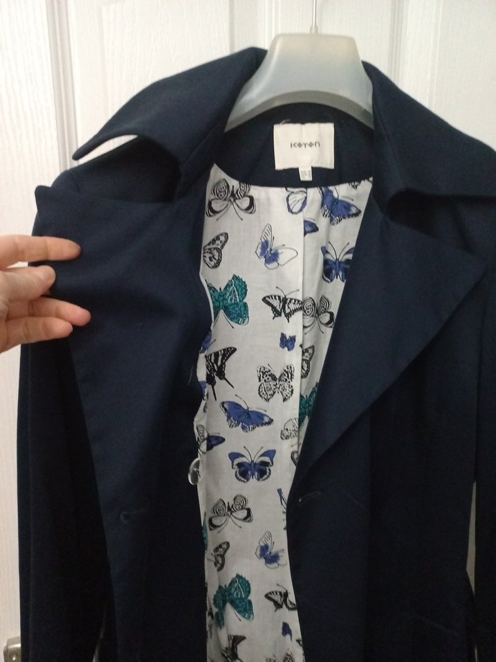 Lacivert Kadın Midi Trençkot Düğmeli - Görsel 4