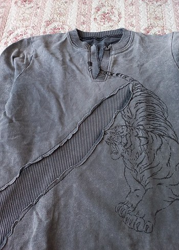 Gri Baskılı Erkek Sweatshirt - Görsel 5