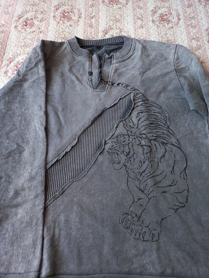 Gri Baskılı Erkek Sweatshirt - Görsel 2