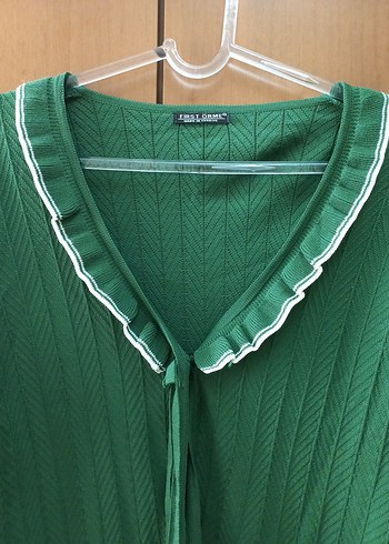 Yeşil Pilili V Yaka Triko Hırka - Görsel 3
