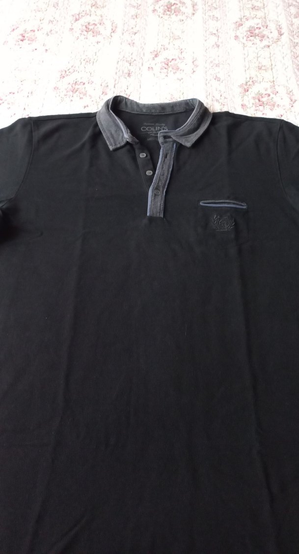 Siyah Pamuklu Erkek Polo Tişört - Görsel 2
