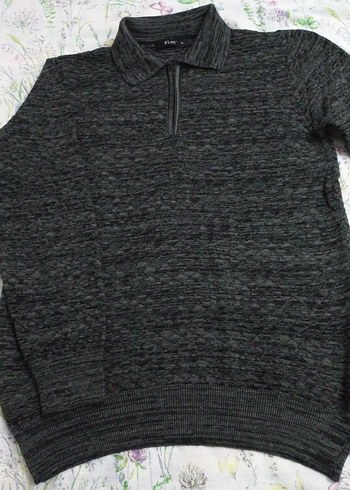 LC Waikiki Koyu Gri Melanj Polo Yaka Triko Kazak
