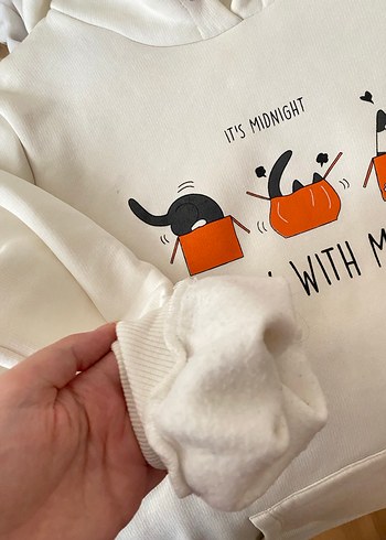 Beyaz Kapüşonlu Kadın Sweatshirt - Görsel 3