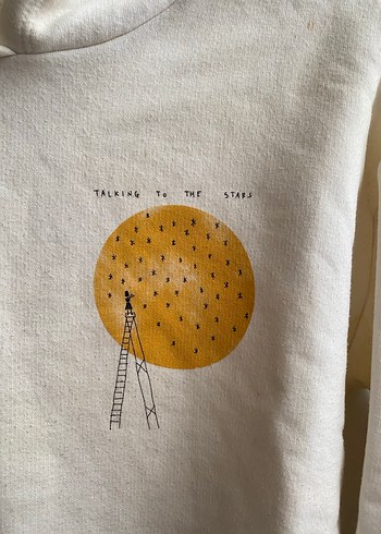 Beyaz Baskılı Kadın Sweatshirt - Görsel 2