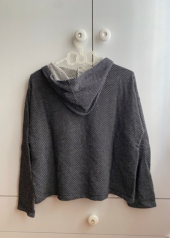 Düğmeli Kapüşonlu Gri Kadın Sweatshirt - Görsel 2