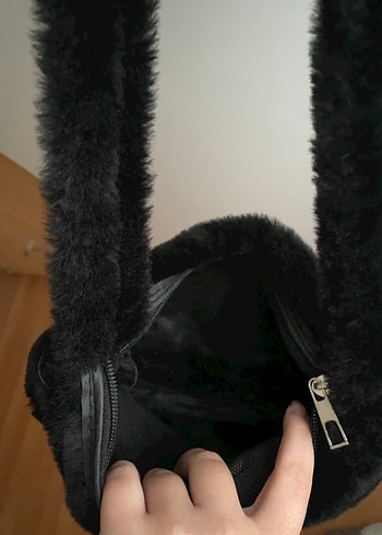 Siyah Peluş Kadın Çantası - Görsel 4