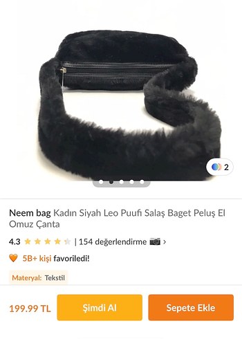 Siyah Peluş Kadın Çantası - Görsel 2