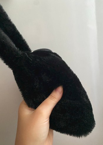 Siyah Peluş Kadın Çantası - Görsel 5