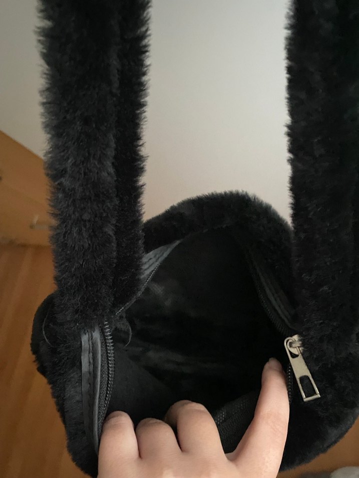 Siyah Peluş Kadın Çantası - Görsel 4