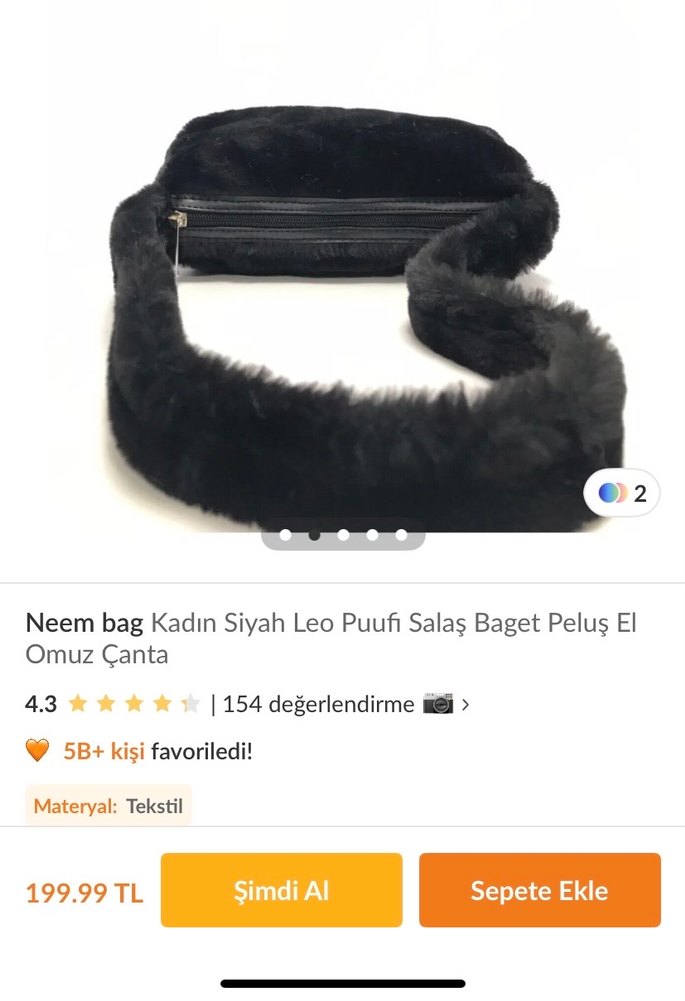 Siyah Peluş Kadın Çantası - Görsel 2