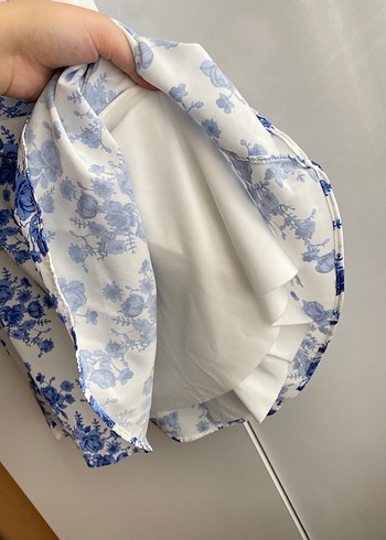 Mavi Çiçek Desenli Bohem Midi Elbise - Görsel 7