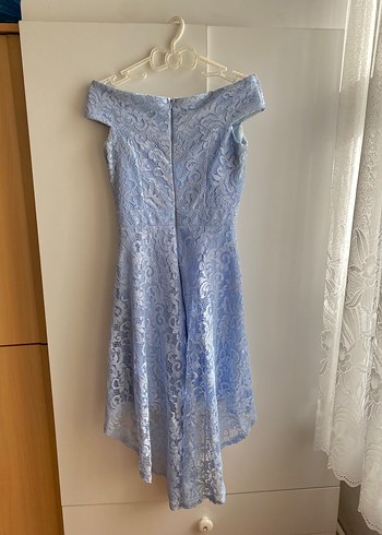 Dantel Detaylı Kayık Yaka Abiye Elbise - Görsel 6