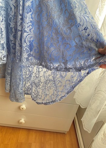 Dantel Detaylı Kayık Yaka Abiye Elbise - Görsel 4