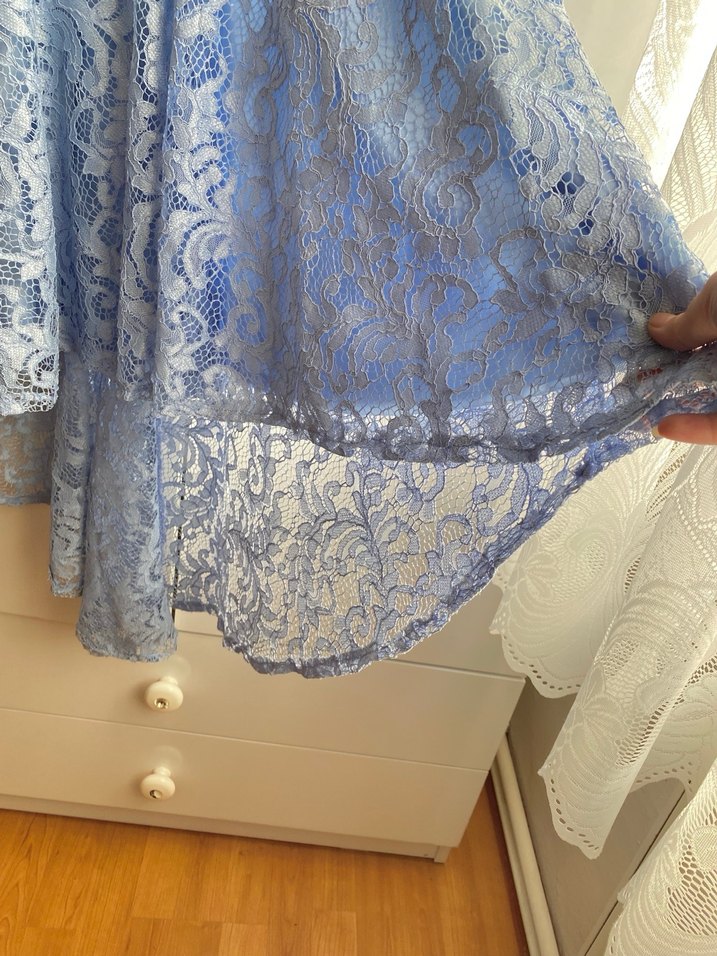 Dantel Detaylı Kayık Yaka Abiye Elbise - Görsel 4